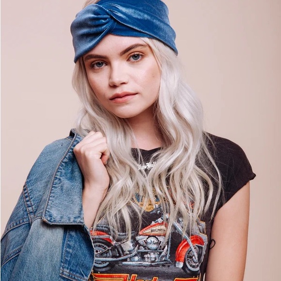 “I’m with the band” Velvet Headband Set in Green, Red, and Gray - Picture 5 of 5